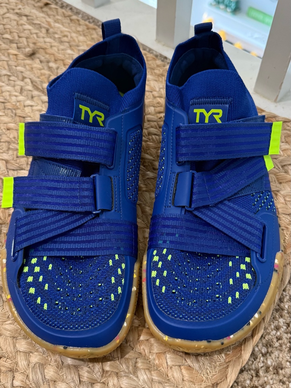 TYR Men’s Blue and Neon Green Water Shoes